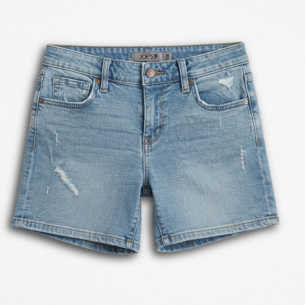 Joes Jeans Womens Light Wash Distressed Denim Jean Shorts Size 24 Blue